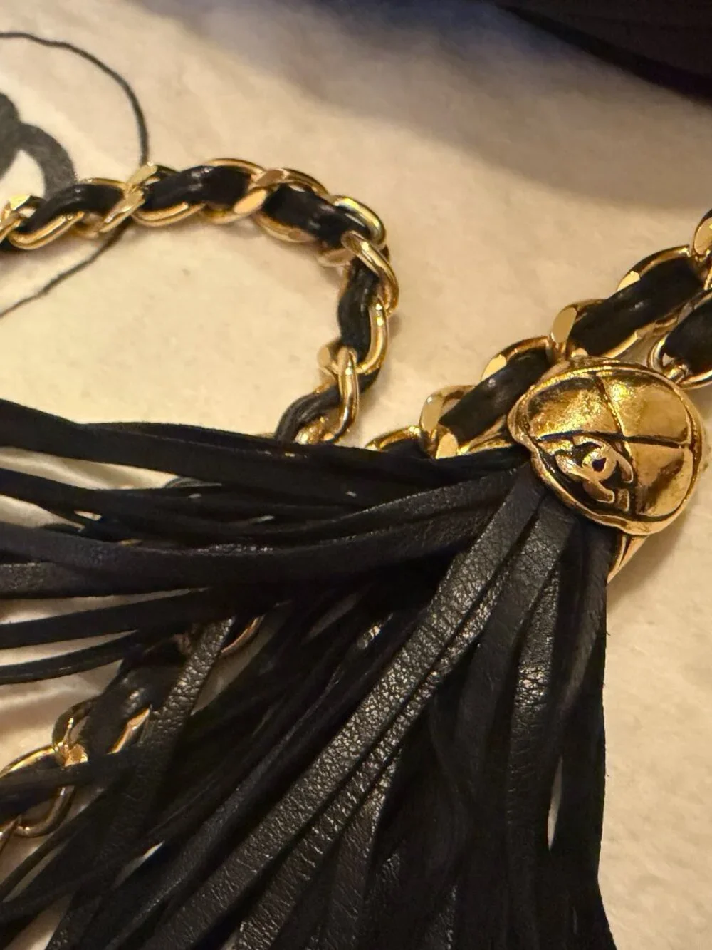 Vintage Chanel Camera Bag Black Lambskin Gold Tassel 1989-91 Card Dust Bag